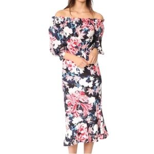 Saloni Grace Tigerlilly Floral Silk Midi Dress New